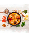 Tradineur - Paellera valenciana esmaltada, cocinar arroces, apta para gas, vitrocerámica, cocina eléctrica y lavavajillas (Negro