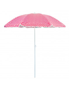 Tradineur - Sombrilla de playa ZIGZAG - Protección contra rayos UV - Tela de poliéster y estructura de acero - Ø 180 x 195 cm