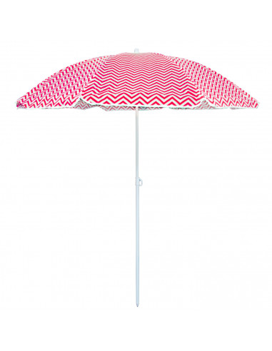 Tradineur - Sombrilla de playa ZIGZAG - Protección contra rayos UV - Tela de poliéster y estructura de acero - Ø 180 x 195 cm