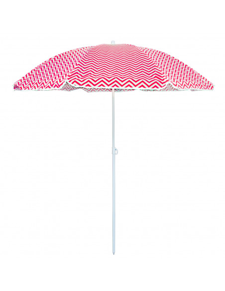 Tradineur - Sombrilla de playa ZIGZAG - Protección contra rayos UV - Tela de poliéster y estructura de acero - Ø 180 x 195 cm