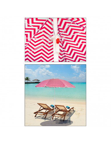 Tradineur - Sombrilla de playa ZIGZAG - Protección contra rayos UV - Tela de poliéster y estructura de acero - Ø 180 x 195 cm