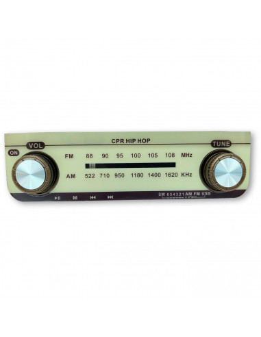 Tradineur - Radio vintage "Hip Hop" portátil - Bluetooth - Bandas AM/FM/SW - Batería recargable - Ranuras USB y TF - Antena retr