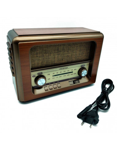 Tradineur - Radio vintage "Hip Hop" portátil - Bluetooth - Bandas AM/FM/SW - Batería recargable - Ranuras USB y TF - Antena retr