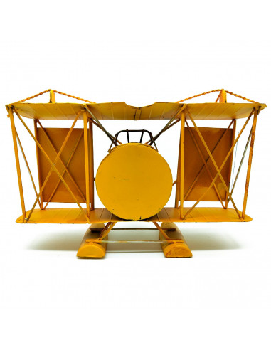 Tradineur - Reloj decorativo portafotos en forma de avión - Fabricado en Metal - 2 portafotos de 7 x 9,3 cm - Color Amarillo