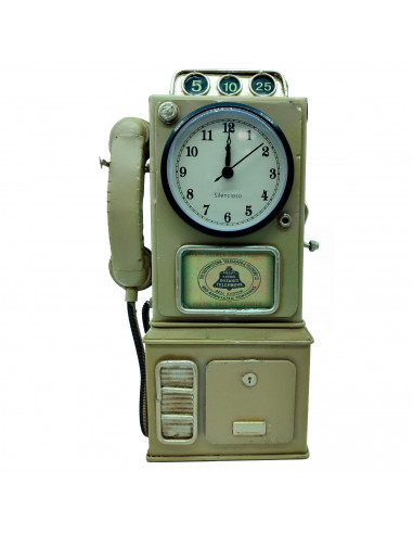 Tradineur - Reloj Decorativo Hucha - Diseño de Teléfono Antiguo - Fabricado en Metal - Ranura en la parte superior - 29 x 17 x 7