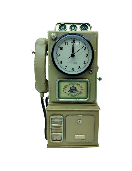 Tradineur - Reloj Decorativo Hucha - Diseño de Teléfono Antiguo - Fabricado en Metal - Ranura en la parte superior - 29 x 17 x 7