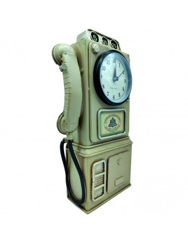 Tradineur - Reloj Decorativo Hucha - Diseño de Teléfono Antiguo - Fabricado en Metal - Ranura en la parte superior - 29 x 17 x 7