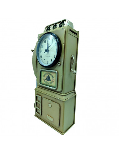 Tradineur - Reloj Decorativo Hucha - Diseño de Teléfono Antiguo - Fabricado en Metal - Ranura en la parte superior - 29 x 17 x 7