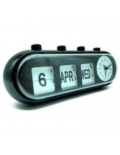 Tradineur - Reloj Despertador Vintage Modelo "Titan" - Fecha abatible - También incluye reloj analógico - 9 x 24 x 7 cm 