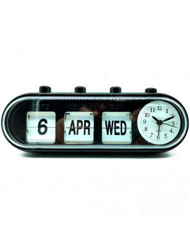 Tradineur - Reloj Despertador Vintage Modelo "Titan" - Fecha abatible - También incluye reloj analógico - 9 x 24 x 7 cm 