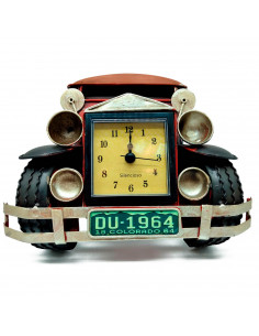 Tradineur - Reloj Analógico Decorativo - Diseño de camión rojo en Relieve - Apto para sobremesa o para colgar - 17,5 x 21,5 x 7