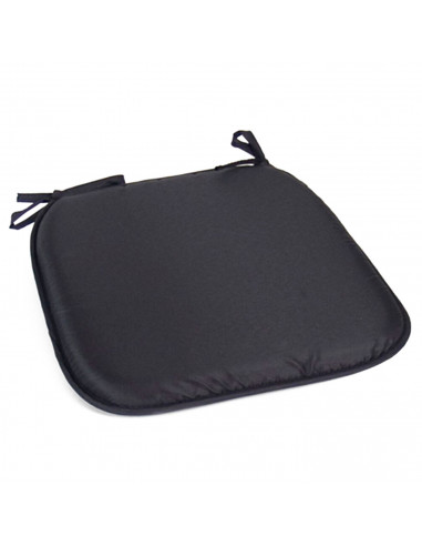 Tradineur - Cojín para sillas - Fabricado 100% Poliéster - Fácil de limpiar y Comodidad ergonómica - 39 x 39 x 3 cm - Color Negr