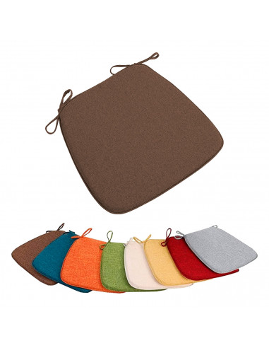 Tradineur - Cojín para sillas - Fabricado 100% Poliéster - Fácil de limpiar y Comodidad ergonómica - 39 x 39 x 3 cm - Color Marr