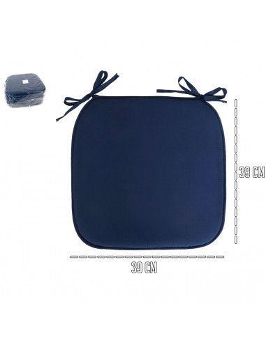 Tradineur - Cojín para sillas - Fabricado 100% Poliéster - Fácil de limpiar y Comodidad ergonómica - 39 x 39 x 3 cm - Color Azul