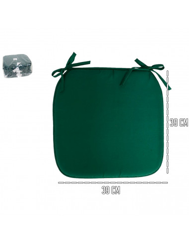 Tradineur - Cojín para sillas - Fabricado 100% Poliéster - Fácil de limpiar y Comodidad ergonómica - 39 x 39 x 3 cm - Color Verd