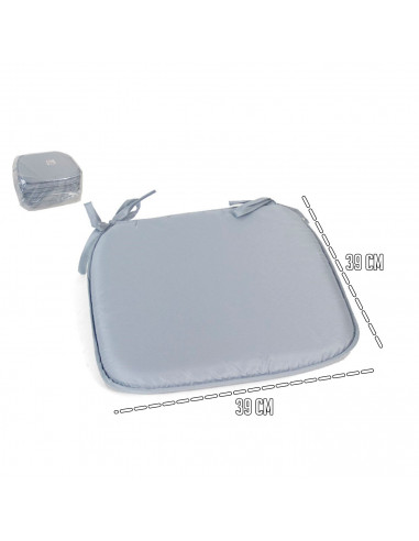 Tradineur - Cojín para sillas - Fabricado 100% Poliéster - Fácil de limpiar y Comodidad ergonómica - 39 x 39 x 3 cm - Color Gris