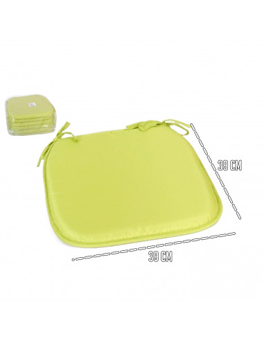 Tradineur - Cojín para sillas - Fabricado 100% Poliéster - Fácil de limpiar y Comodidad ergonómica - 39 x 39 x 3 cm - Color Verd