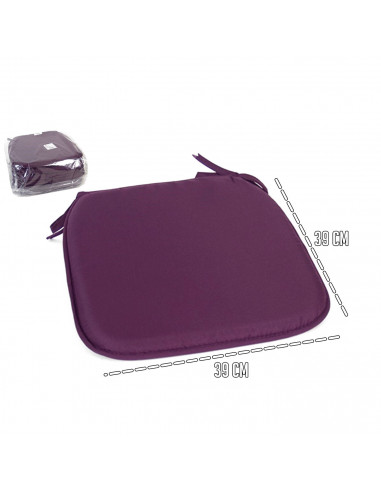 Tradineur - Cojín para sillas - Fabricado 100% Poliéster - Fácil de limpiar y Comodidad ergonómica - 39 x 39 x 3 cm - Color Mora