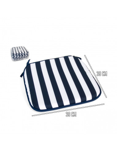 Tradineur - Cojín para sillas - Fabricado 100% Poliéster - Fácil de limpiar y Comodidad ergonómica - Diseño a rayas - 39 x 39 x