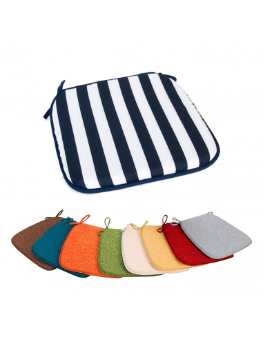 Tradineur - Cojín para sillas - Fabricado 100% Poliéster - Fácil de limpiar y Comodidad ergonómica - Diseño a rayas - 39 x 39 x