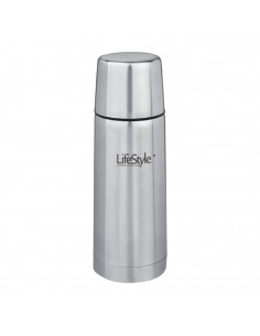LifeStyle - Termo para líquidos y bebidas, acero inoxidable, 500 ml, botella térmica con tapón-vaso, cierre a presión 25 cm, rec