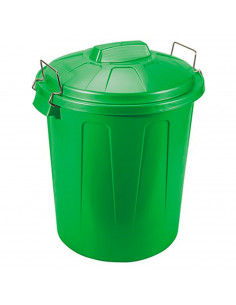 Tradineur - Cubo de basura de plástico, 7 litros, incluye tapa y asas metálicas, contenedor de residuos, papelera, reciclaje, in