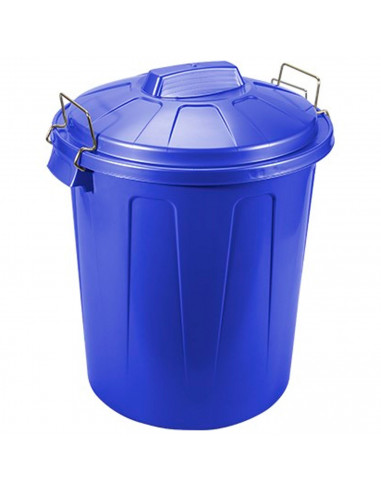 Tradineur - Cubo de basura de plástico, 7 litros, incluye tapa y asas metálicas, contenedor de residuos, papelera, reciclaje, in