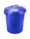 Tradineur - Cubo de basura de plástico, 7 litros, incluye tapa y asas metálicas, contenedor de residuos, papelera, reciclaje, in