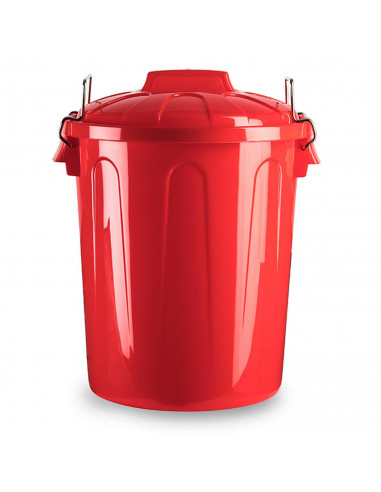 Tradineur - Cubo de basura de plástico, 7 litros, incluye tapa y asas metálicas, contenedor de residuos, papelera, reciclaje, in