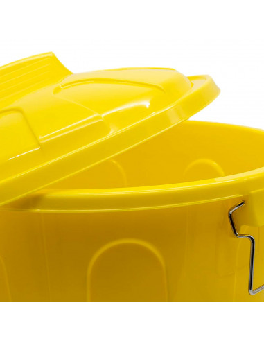 Tradineur - Cubo de basura de plástico, 7 litros, incluye tapa y asas metálicas, contenedor de residuos, papelera, reciclaje, in