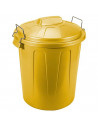 Tradineur - Cubo de basura de plástico, 21 litros, incluye tapa y asas metálicas, contenedor de residuos, papelera, reciclaje, i