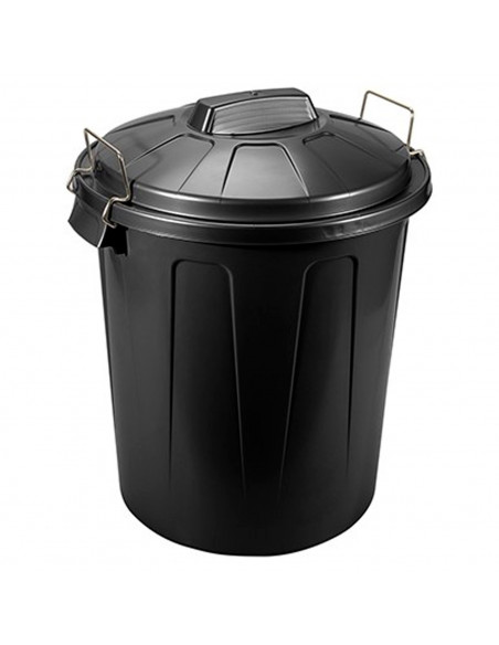 Tradineur - Cubo de basura de plástico, 21 litros, incluye tapa y asas metálicas, contenedor de residuos, papelera, reciclaje, i