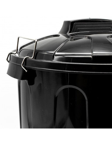 Tradineur - Cubo de basura de plástico, 21 litros, incluye tapa y asas metálicas, contenedor de residuos, papelera, reciclaje, i