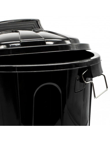 Tradineur - Cubo de basura de plástico, 21 litros, incluye tapa y asas metálicas, contenedor de residuos, papelera, reciclaje, i