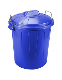 Tradineur - Cubo de basura de plástico, 31 litros, incluye tapa y asas metálicas, contenedor de residuos, papelera, reciclaje, i