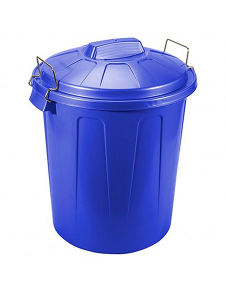 Tradineur - Cubo de basura de plástico, 31 litros, incluye tapa y asas metálicas, contenedor de residuos, papelera, reciclaje, i