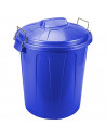 Tradineur - Cubo de basura de plástico, 31 litros, incluye tapa y asas metálicas, contenedor de residuos, papelera, reciclaje, i