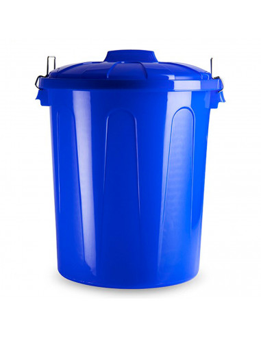 Tradineur - Cubo de basura de plástico, 31 litros, incluye tapa y asas metálicas, contenedor de residuos, papelera, reciclaje, i