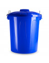 Tradineur - Cubo de basura de plástico, 31 litros, incluye tapa y asas metálicas, contenedor de residuos, papelera, reciclaje, i