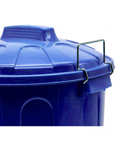 Tradineur - Cubo de basura de plástico, 31 litros, incluye tapa y asas metálicas, contenedor de residuos, papelera, reciclaje, i