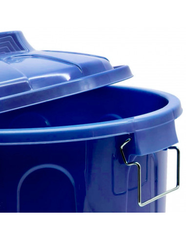 Tradineur - Cubo de basura de plástico, 31 litros, incluye tapa y asas metálicas, contenedor de residuos, papelera, reciclaje, i