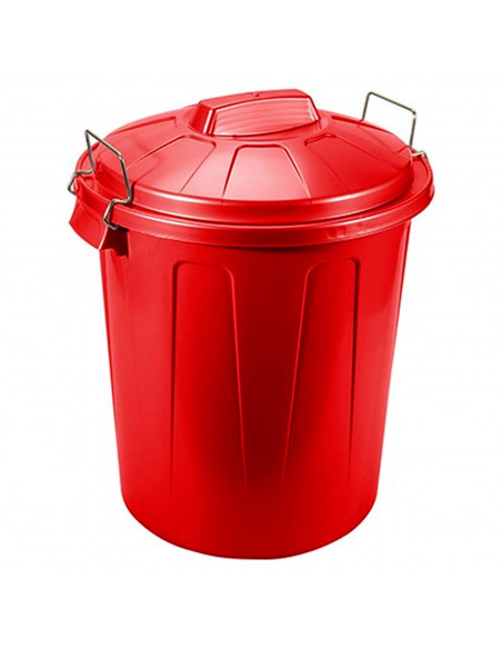 Tradineur - Cubo de basura, plástico, 31 litros, incluye tapa y asas metálicas, contenedor de residuos, papelera, reciclaje, ind