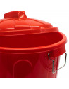 Tradineur - Cubo de basura, plástico, 31 litros, incluye tapa y asas metálicas, contenedor de residuos, papelera, reciclaje, ind