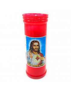 Tradineur - Velón litúrgico con imagen de Jesús, vela santa de parafina y cera vegetal, decoración de iglesias, cementerios, tum