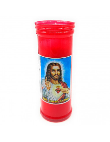 Tradineur - Velón litúrgico con imagen de Jesús, vela santa de parafina y cera vegetal, decoración de iglesias, cementerios, tum