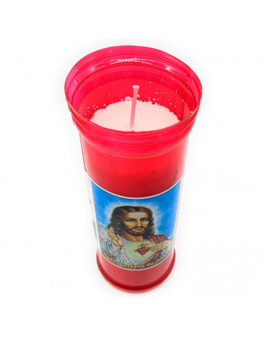 Tradineur - Velón litúrgico con imagen de Jesús, vela santa de parafina y cera vegetal, decoración de iglesias, cementerios, tum