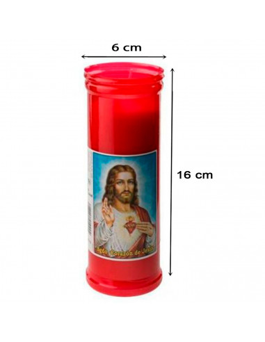 Tradineur - Velón litúrgico con imagen de Jesús, vela santa de parafina y cera vegetal, decoración de iglesias, cementerios, tum