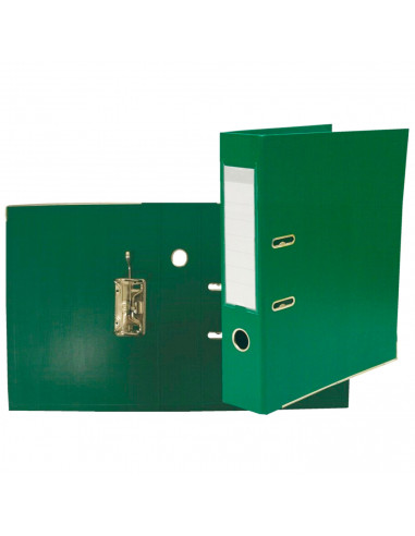 Tradineur - Archivador A-Z con 2 anillas, tamaño A4, incluye palanca, cartón duro, lomo de 7,5 cm de ancho, oficina (Verde - 34,