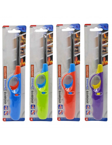 Tradineur - Encendedor electrónico recargable, encender cocinas de gas, mechero, barbacoa, hornillo de camping, bloqueo segurida