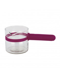 LifeStyle - Cazo vidrio templado con mango para microondas 360 ml color granate apto para lavavajillas